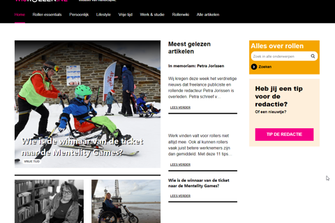 Screenshot van HandicapNL website