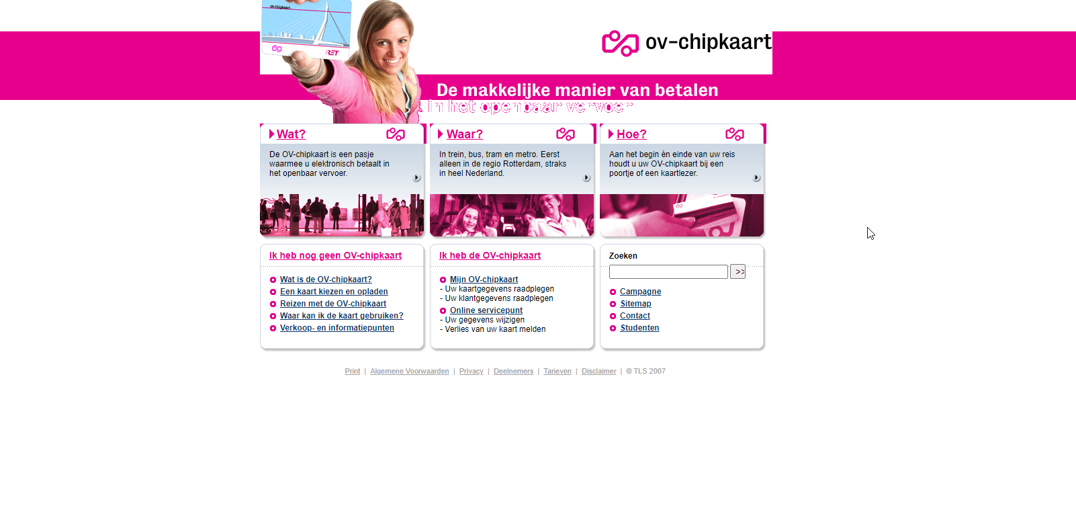 Screenshot van Studentenreisbewijs website