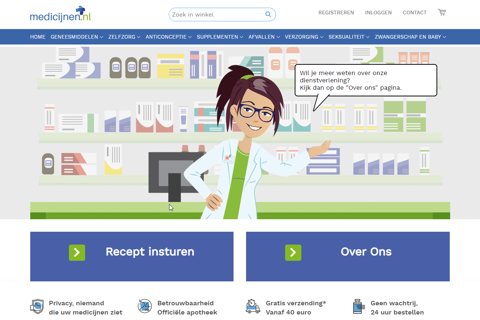 Screenshot van Medicijnen website